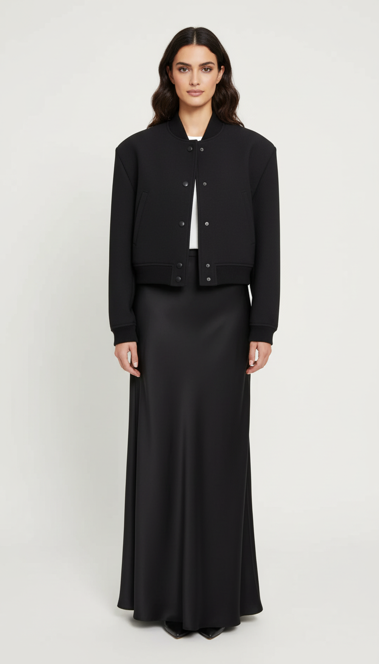 Satynowa spódnica maxi z lekko rozszerzanym krojem