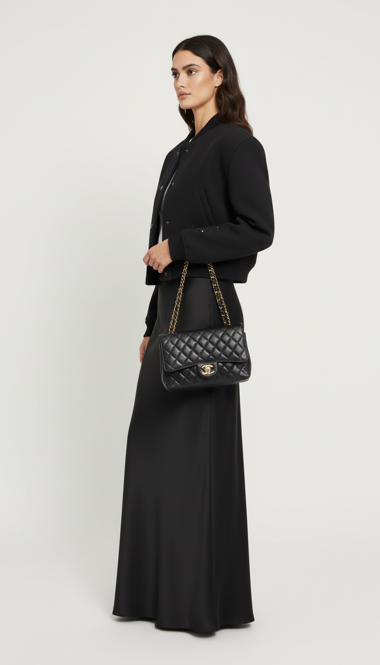 Satynowa spódnica maxi z lekko rozszerzanym krojem