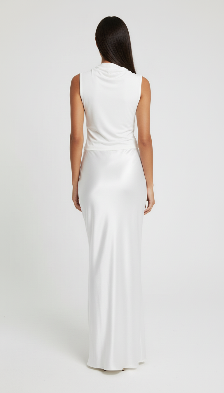 Satynowa spódnica maxi z lekko rozszerzanym krojem