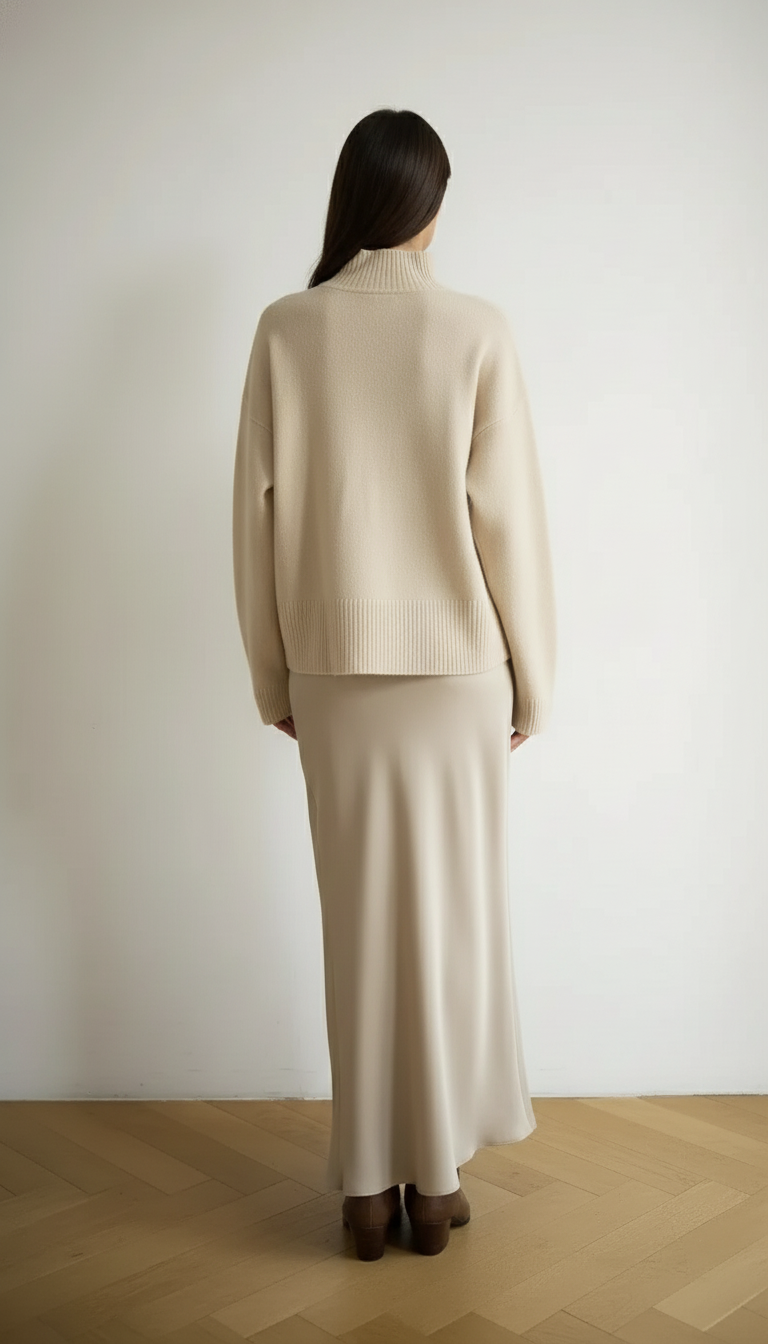 Satynowa spódnica maxi z lekko rozszerzanym krojem