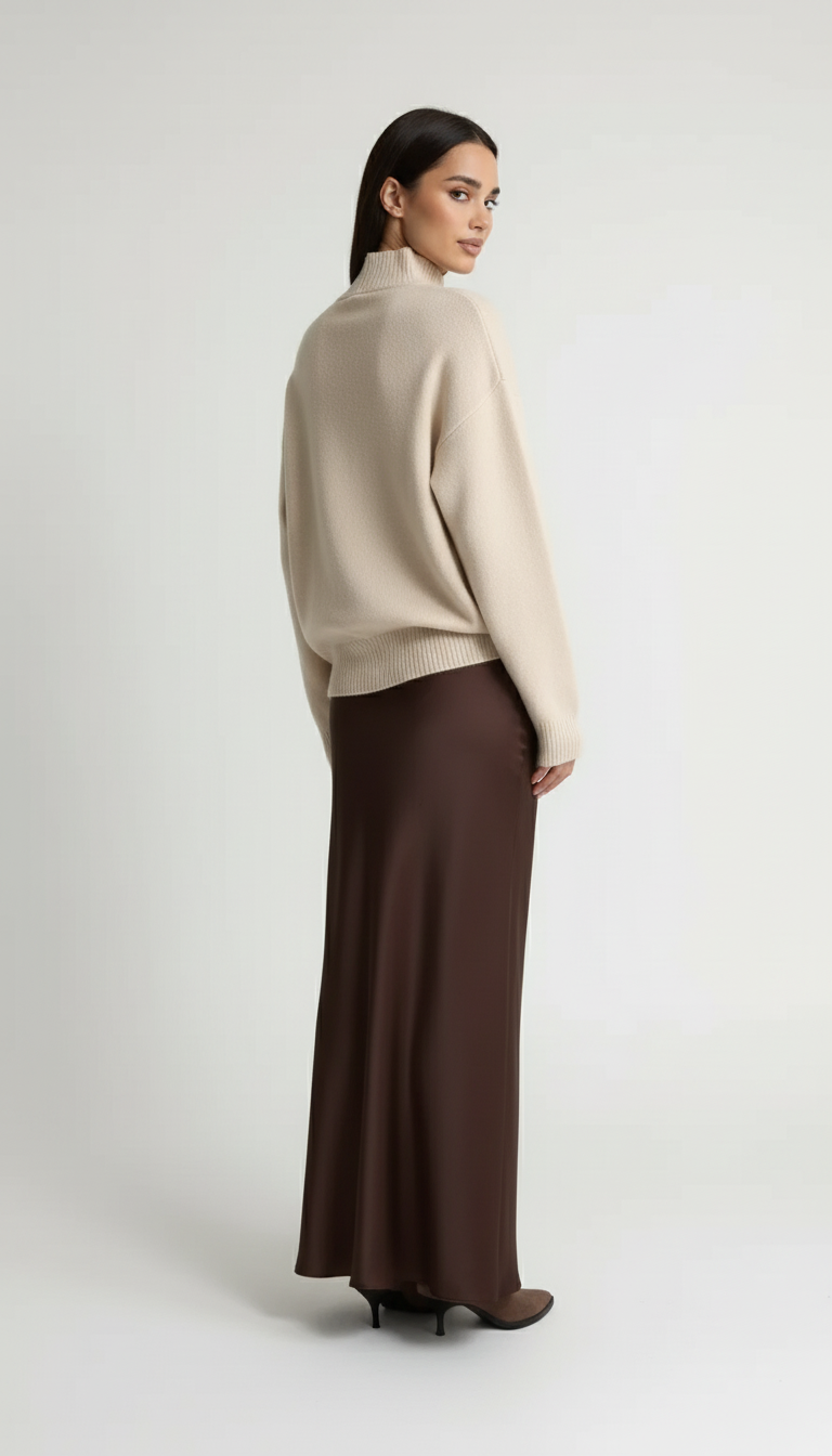 Satynowa spódnica maxi z lekko rozszerzanym krojem