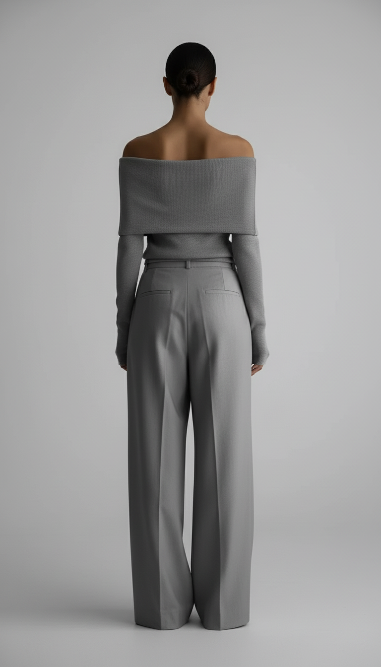 Sweter z odkrytymi ramionami i szerokim wywinięciem