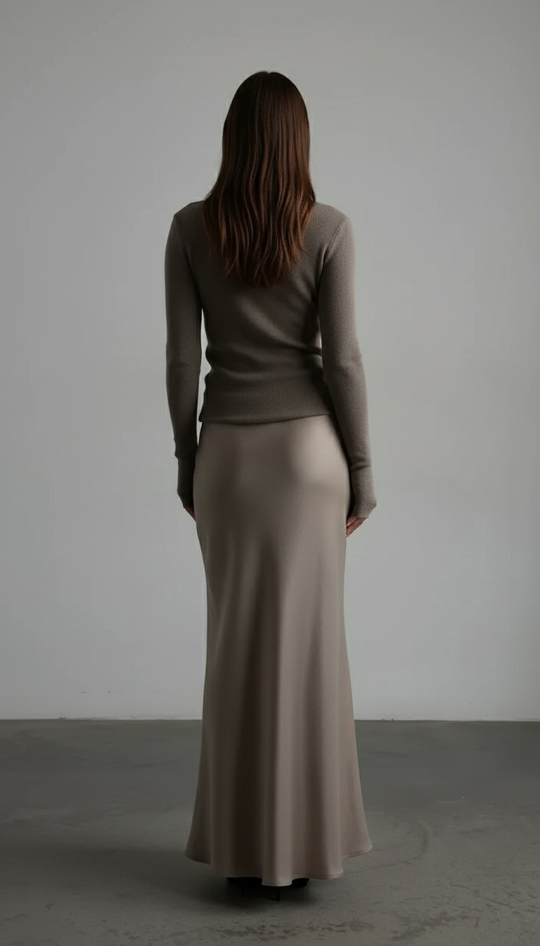 Satynowa spódnica maxi z lekko rozszerzanym krojem