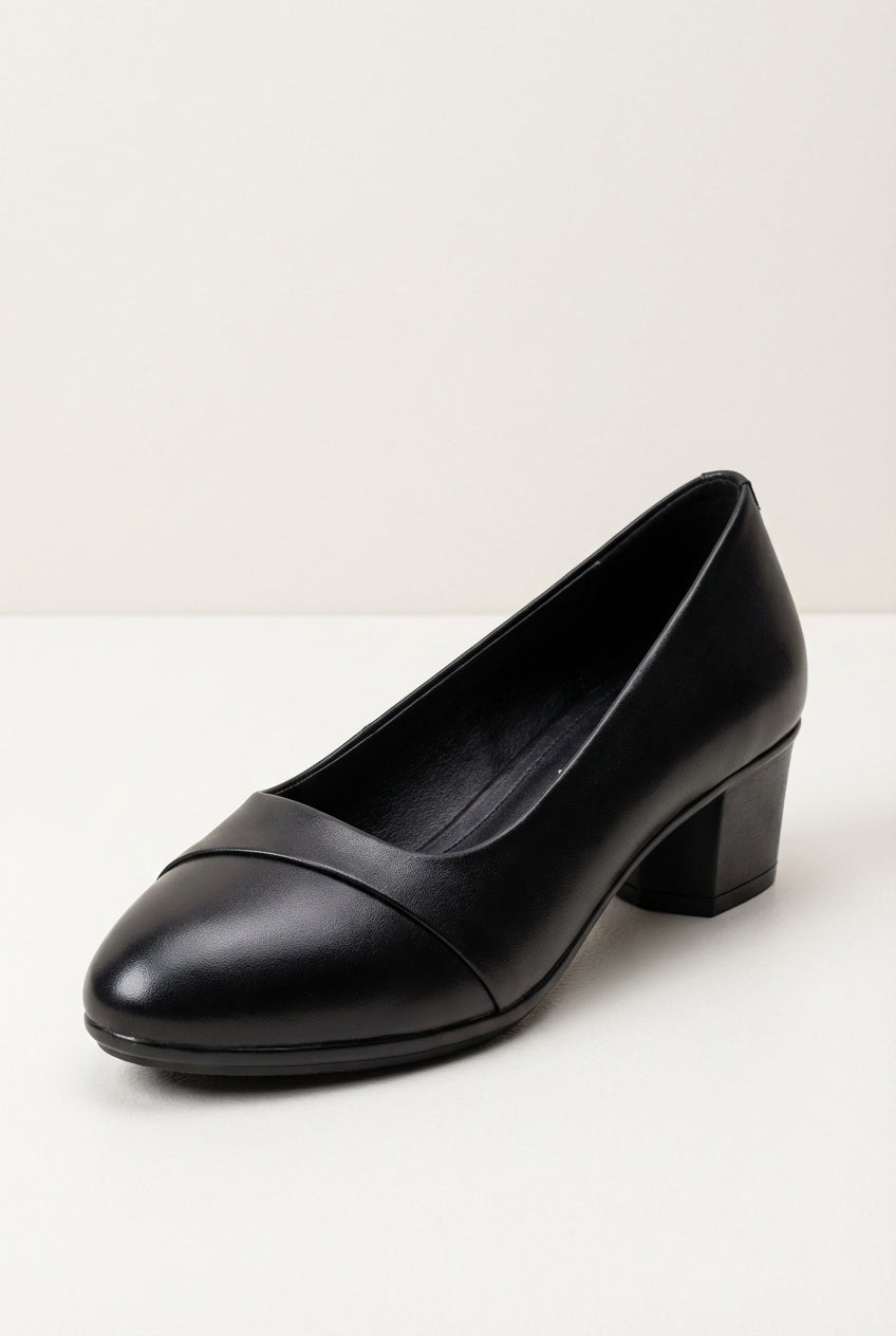 Klasyczne czółenka na stabilnym obcasie o zaokrąglonym nosku
