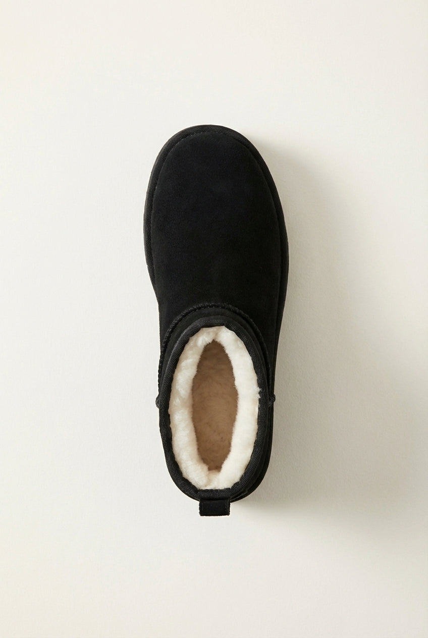 Ocieplane botki typu snow boots z krótką cholewką na grubej podeszwie